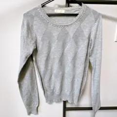 PATTERN fiona グレー 長袖 トップス アーガイル 薄手のサムネイル