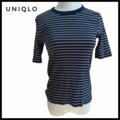 UNIQLO ユニクロ ボーダー 半袖Tシャツ ネイビー M レディース
