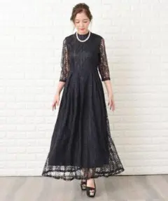 レースレディースロングワンピース
