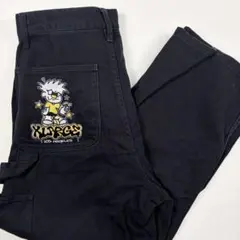 b1667【X-LARGE】ペインターパンツ　ブラック　刺繍ロゴ　ワーク　32