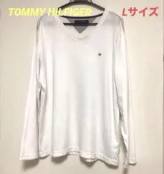 【トミーヒルフィガー】長袖　Tシャツ 白 L 刺繍ロゴ　ロンT