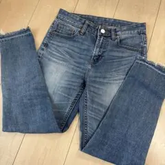 AZUL BY MOUSSYライトブルースキニーデニム フリンジ裾