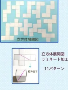 立方体展開図 11パターン　ラミネート加工　7セット 立方体展開図 11パターン ラミネート加工 1セット - メルカリ