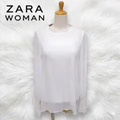 ZARA WOMAN ザラ 長袖 シフォンブラウス 袖口フリル S