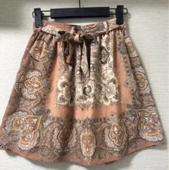 即完売　Mercuryduo スカーフ柄プリント　リボンベルトミニスカート