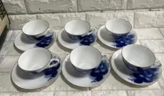 新品 大倉陶園 ブルーローズフラワー 蓋付 煎茶椀揃 湯飲み 蓋付 汲出