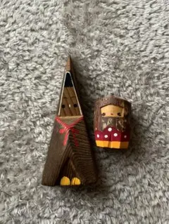 木製 郷土玩具・お杉わらべと雪ん子のセット・置物・昭和レトロ・民芸品
