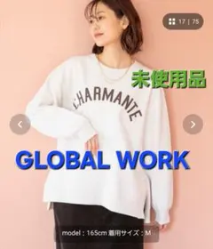 【新品】グローバルワーク マルチファンクション裏起毛プリントプルオーバー M