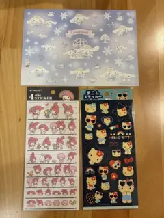 デニムステッカー 日焼けキティ マイメロ ピアノ セット デニム