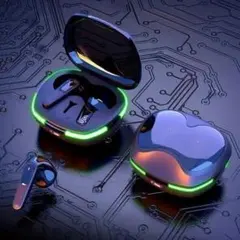 【新品 未使用品】ワイヤレスイヤホン ブラックハート LEDディスプレイのサムネイル