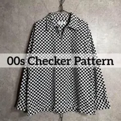 Y2K archive ジップシャツブルゾン チェッカー柄 ブロックチェック白黒