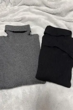 タートルネックセーター　グレー　ブラックセット