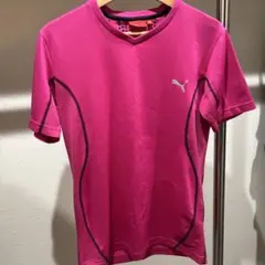 Puma ピンク Vネック 半袖シャツ Lサイズ
