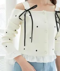 MAJESTIC LEGON 2wayリボンドット肩あきニット