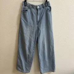 ライトブルーデニムワイドパンツ Mサイズ
