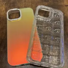 iPhone15 ぽこぽこケース　オーロラケースセット