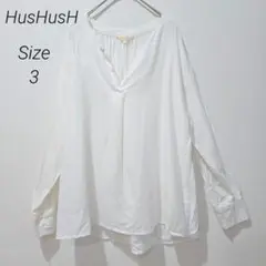 ハッシュアッシュ 長袖 スキッパーシャツ 白 サイズ3 L プルオーバー