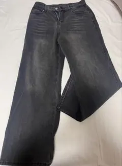 ダークグレー ワイドレッグデニム