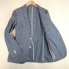 ユナイテッドアローズ　リネン　コットン　テーラードジャケット　インディゴ　M