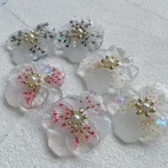 （107）フラワー立体 アクセサリーパーツ 6個セット