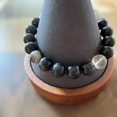 黒天眼石 天然石ブレスレット ハンドメイド 17cm 魔除け 目標達成