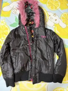 お洒落すぎる！Desigual リバーシブル 中綿コート ピンクファー