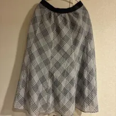 anysis チェック柄フレアスカート グレー ネイビー