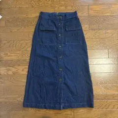 デニムロングスカート　フロントボタン
