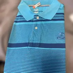Nike 青 ストライプ ポロシャツ