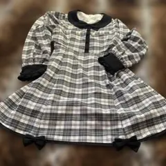 Pium リボン付きチェック柄ミニワンピース