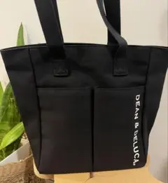 新品DEAN & DELUCA キャンバストートブラック肩掛けショルダーシンプル