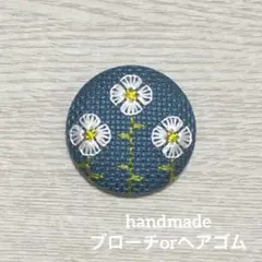 ハンドメイド くるみボタン クロスステッチ ブローチ ヘアゴム #826