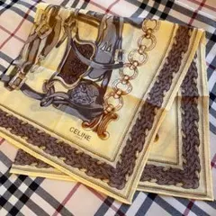 【新品未使用】CELINEセリーヌ絹100%ハンカチ スカーフ