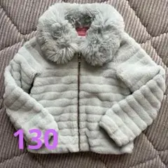 kate spadeフリースジャケット ライトグレー ファー襟