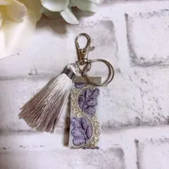 インド刺繍リボン キーホルダー タッセル キーリング チャーム NO4234