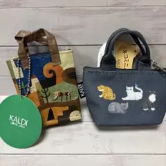 カルディ　ネコミニバッグ　ブルー　ミニミニエコバッグ伝説