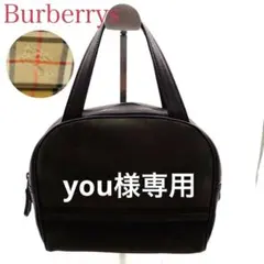 【美品】バーバリーズ ハンドバッグ レザー スエード ノバチェック カーキ 茶系