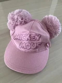 ミッキーマウス ポンポン付きキャップ ピンク　公式　ディズニー