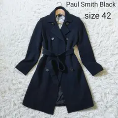 [美品]ポールスミスBLACK　ベルテッドコート　ダブルブレスト　大きいサイズ
