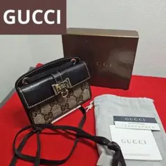 希少 GUCCI グッチ ショルダーミニポーチ レザー ブラウン レディース
