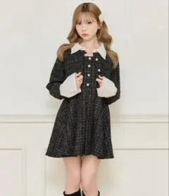 apresjour セット売り ツイードミニワンピース ジャケット ブラック 黒