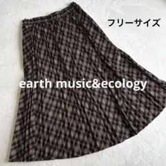 earth music&ecology 플리츠 롱 스커트 체크