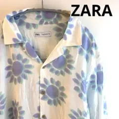 ZARA レーヨンシャツ 半袖 総柄 Mサイズ ザラメンズ 開襟