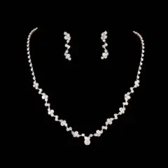ネックレス ピアス 2点セット シルバー キラキラ パーティー 結婚式 発表会
