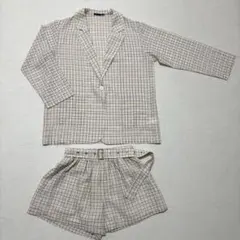 チェック柄ジャケット＆ショートパンツセット セットアップ