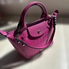 【新品未使用】LONGCHAMP XS ピンク クロコダイル型押し　ハンドバッグ