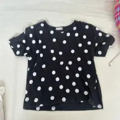 水玉模様 Tシャツ 黒