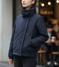 セオリー　異素材切り替え　ダウンジャケット　ネイビー　レディース　アウター　S