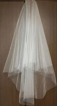 [美品]ホワイトチュールウェディングベール 二段式 コーム付