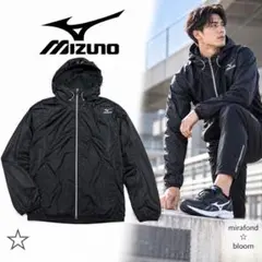 상태좋음 MIZUNO ミズノ ウィンドブレーカー メンズ M 黒 フード付き